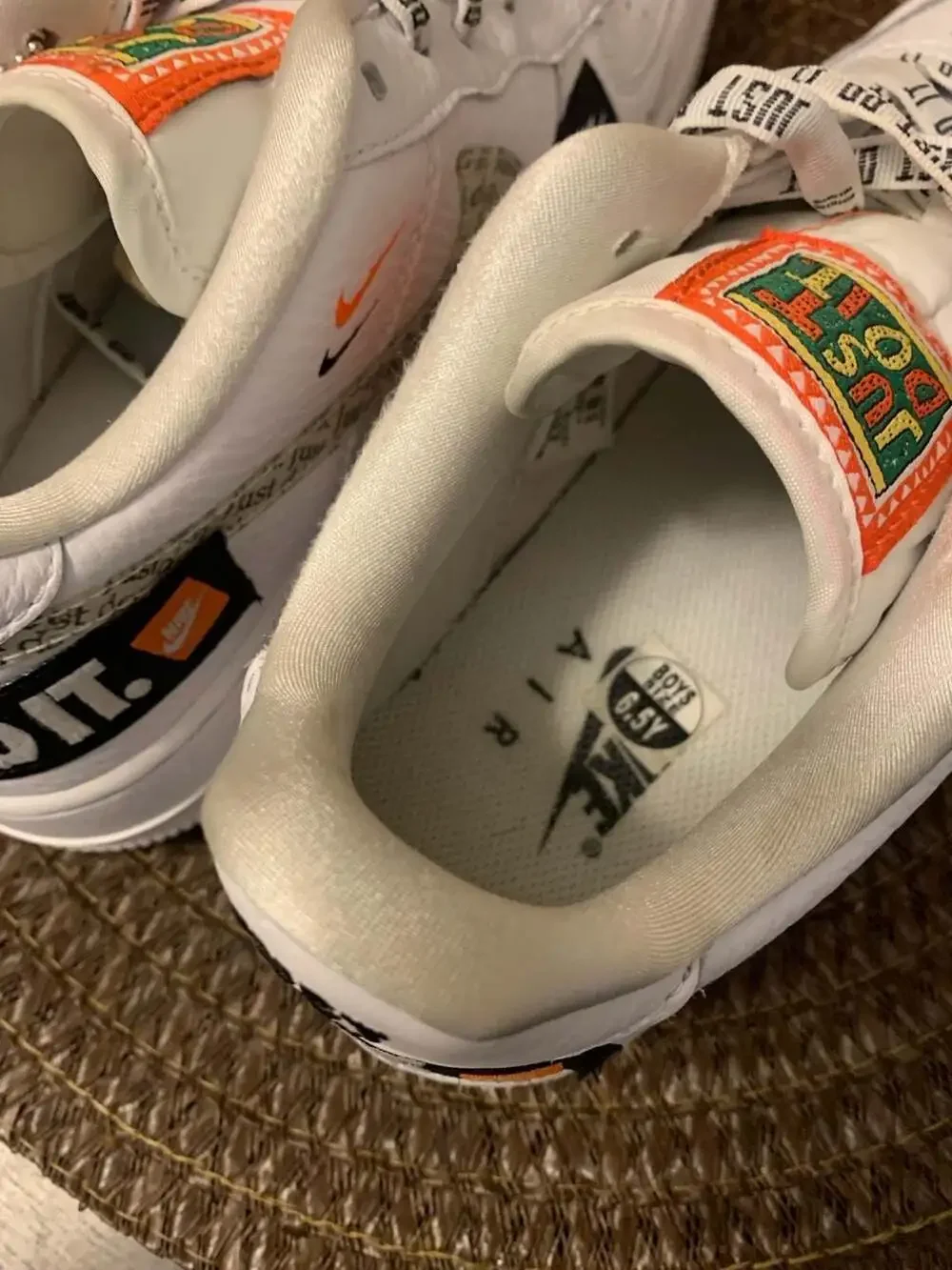 Nike Air Force 1 '07 PRM JDI 'Just Do It' White/Black-Total Orange 6.5Y